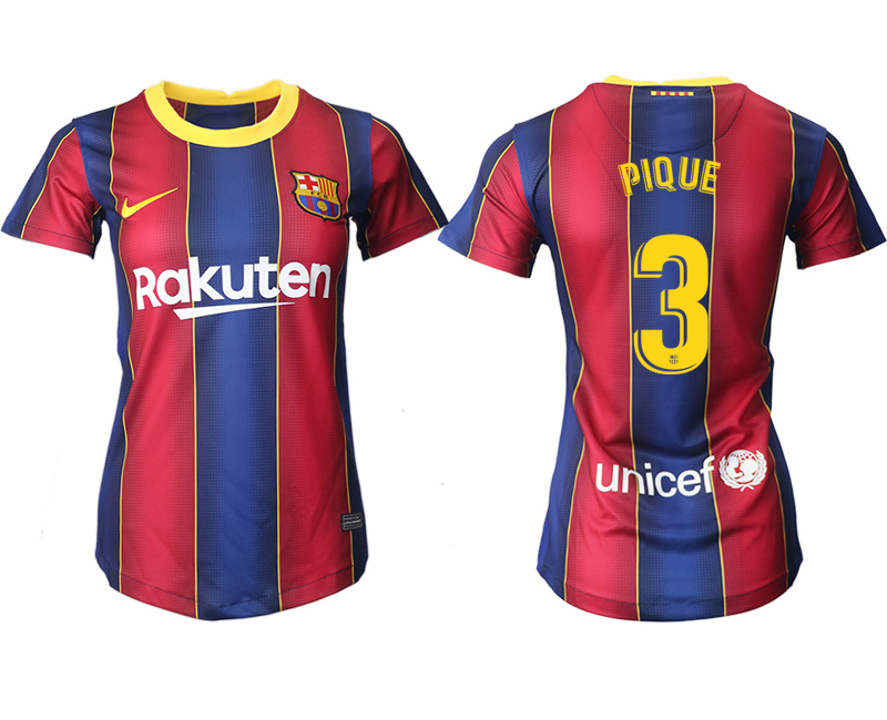 Women 2020-2021 Barcelona home aaa version #3 red Soccer Jerseys->barcelona jersey->Soccer Club Jersey